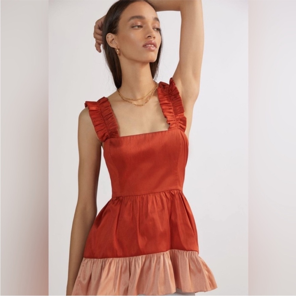 Ruffled Red Coral Pink Sleeveless Top